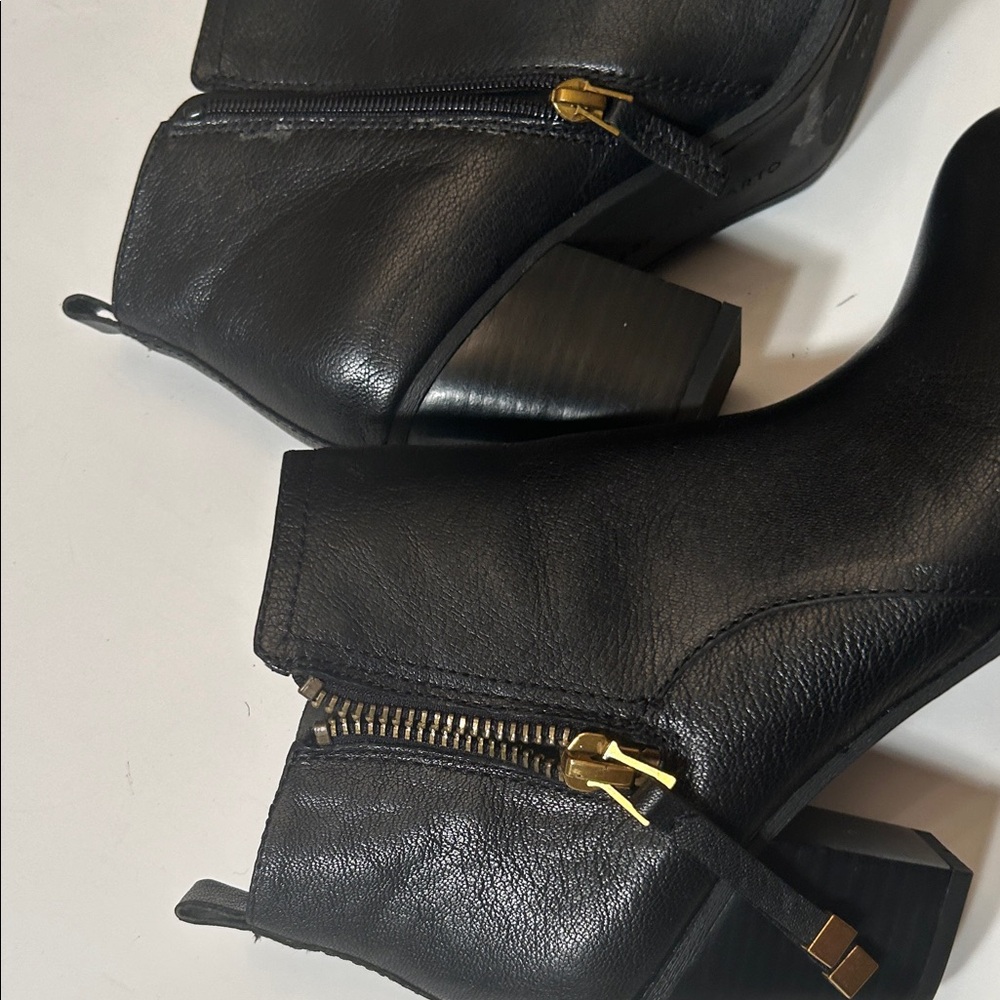Franco Sarto Black Ankle Booties with Gold Zipper - Picture 10 of 10